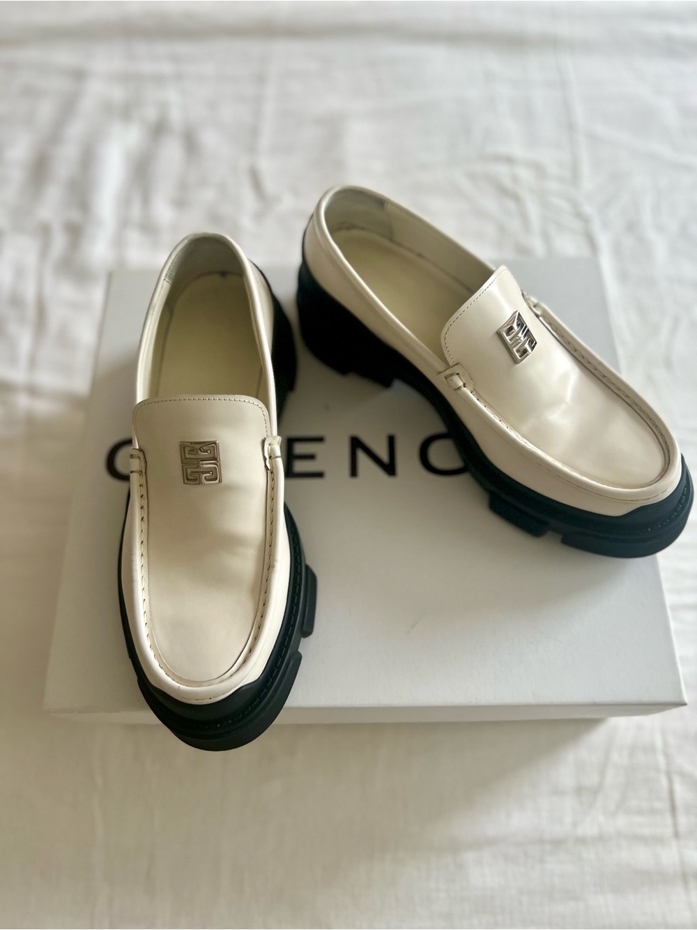 Givenchy Cream Terra Loafers with Black Lug Sole